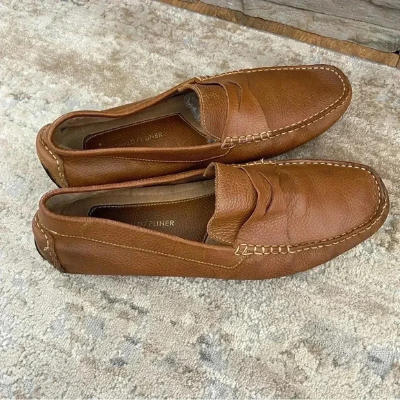Donald Pliner Alondro Tan Leather Loafers Slip On Driving Shoes Camel Brown:11.5 - Picture 5 of 10